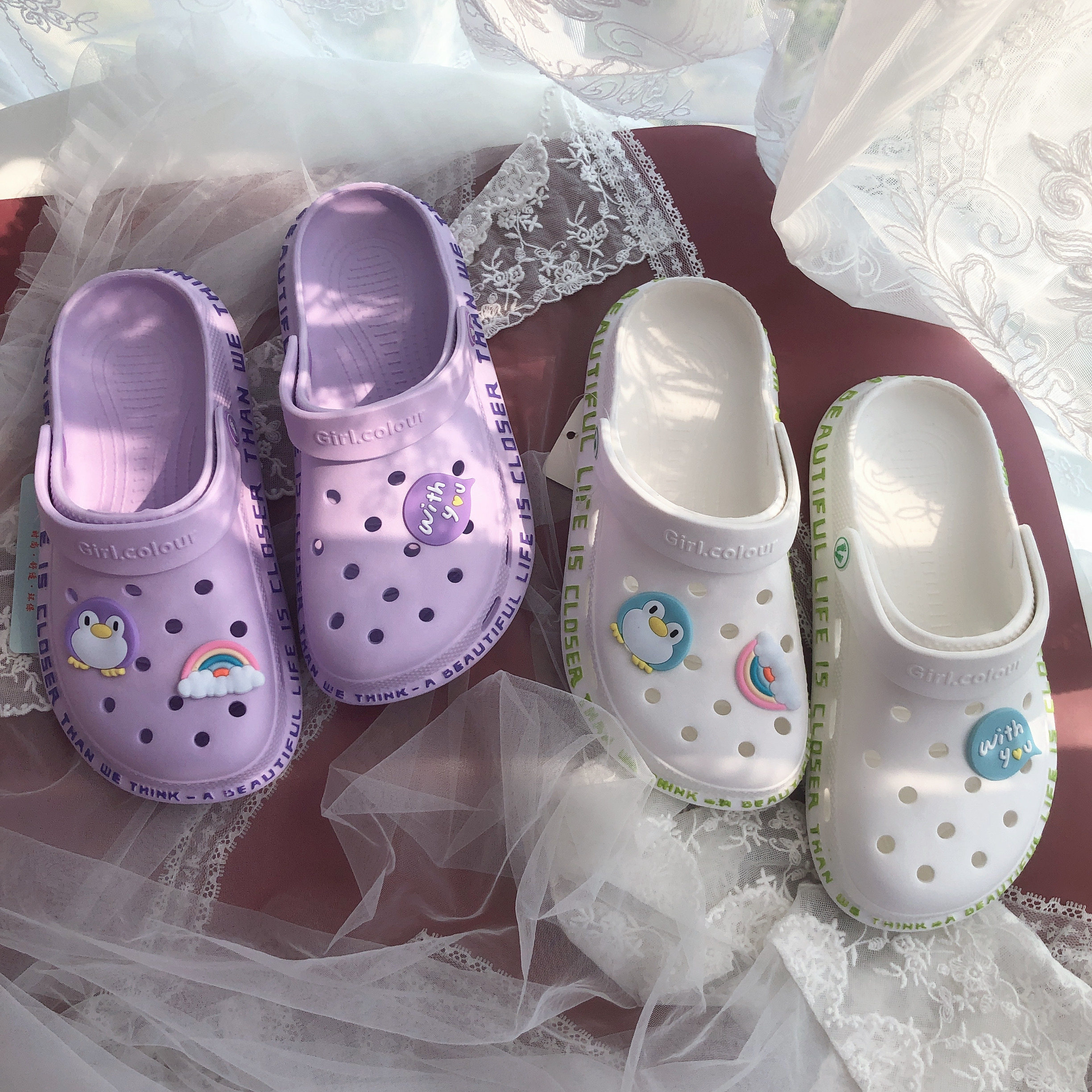 Purple Nurse Dongle Shoes Women Ins Tide Baotou Summer Non-slip Beach Lovely 2020 New cool slippers to wear outside