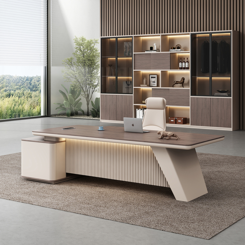 Boss's Desk with a Light Luxury and High-End Feel, Lacquered Desktop, Executive Desk, Simple Modern Ceo Desk, Manager Desk and Chair Set