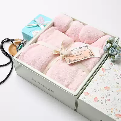 AOKEE Japanese soft absorbent home gift box solid color bath towel towel set three-piece set