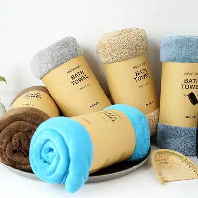 Oversized bath towel solid color casual AOKEE Japanese foreign trade adult men's bath towel thick bath towel Super absorbent