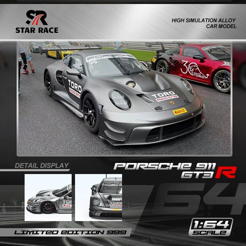 Sr 1:64 Porsche 911 Gt3 R Pink Pig Matte Silver Green Dragon No. 77 Livery