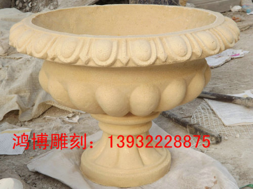 Stone Carving Flower Bowl European-style Flowers Stones Engraving Flower Pots Landscape Garden Landscaping Flower Pots Marble Fiberglass Sculptures