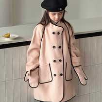 2024 winter new style double-breasted reversible leather-edged lamb wool casual coat fur coat for women mid-length