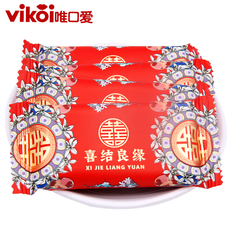 Only mouth love to tie the knot thin biscuit original 500g about 48 red double happiness cake wedding candy wedding candy bulk
