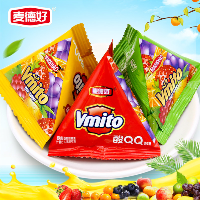McDergood sour sweet QQ rubber sugar water juice soft sugar 500g about 32 knots wedding Qingxi candy small snacks bulk