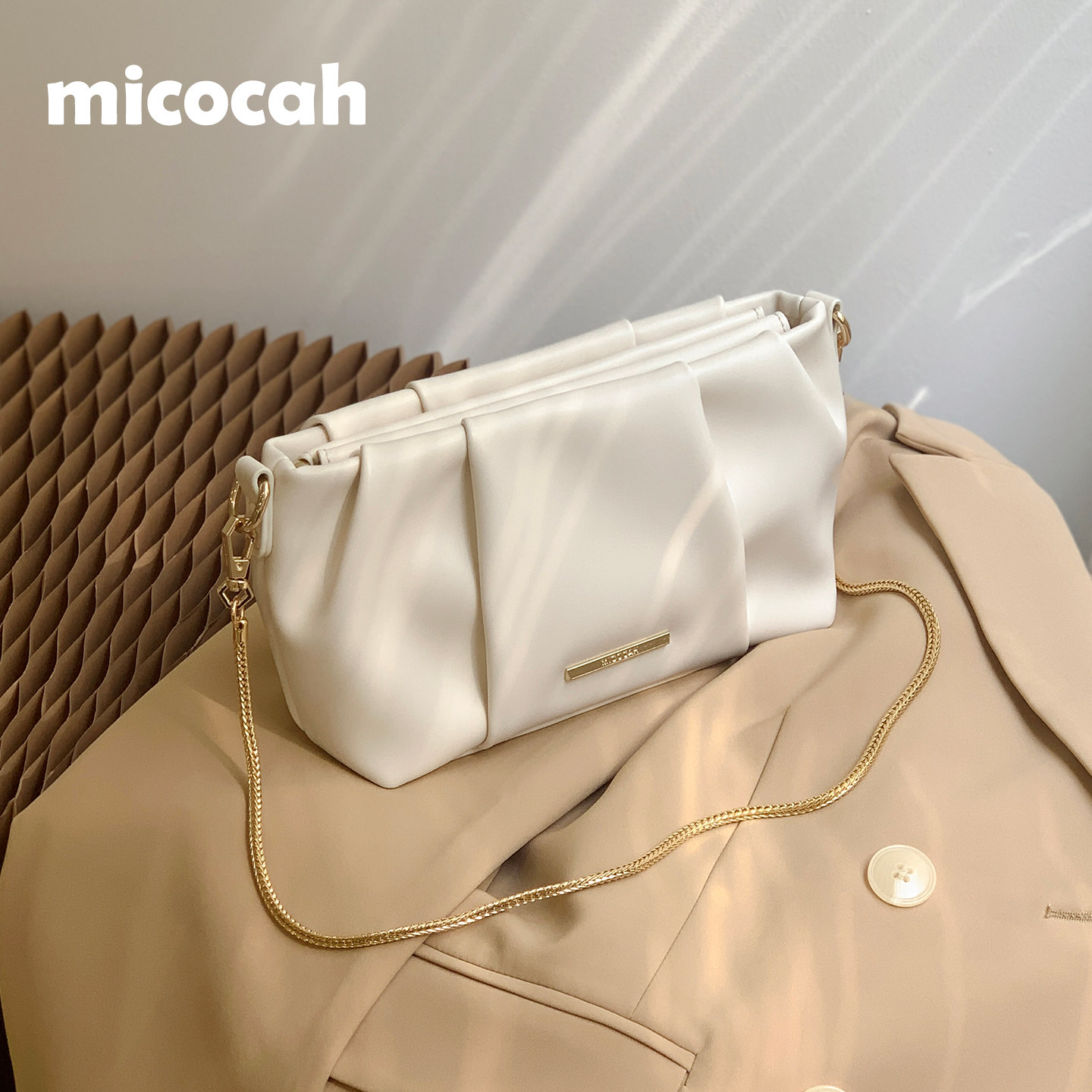 Сумка Micocah, женская сумка-мессенджер, легкая роскошная сумка на цепочке для подмышек, новинка 2025 года, белая маленькая квадратная сумка в стиле ретро