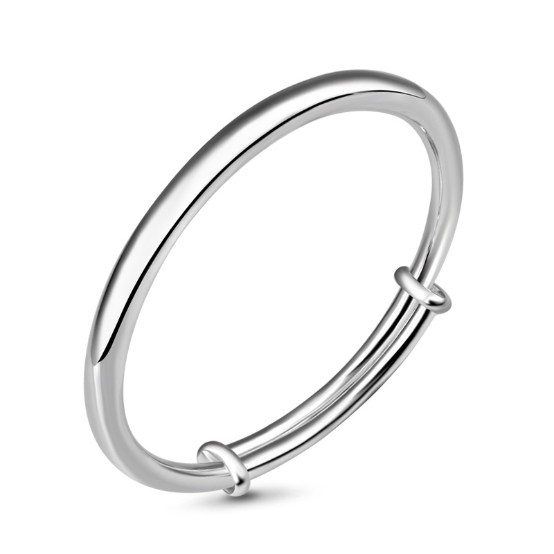 Wan 9999 sterling silver adult round belly bracelet men and women glossy solid pure silver classic bracelet traditional style can be edited red rope