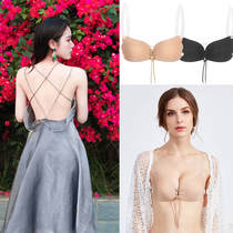 Invisible underwear special small chest gathered transparent strapless wear sundress halter bra beauty back dress bra female