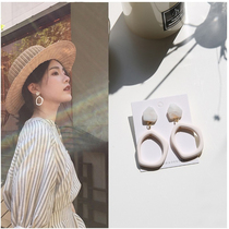 Big face square face earrings show thin Sanya seaside vacation travel wear net celebrity Yunnan Xishuangbanna travel accessories