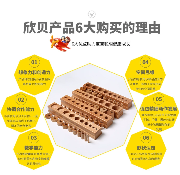 Montessori câu đố cảm giác giảng dạy ổ cắm xi lanh trường mẫu giáo gia đình giáo dục mầm non trẻ sơ sinh - Đồ chơi giáo dục sớm / robot