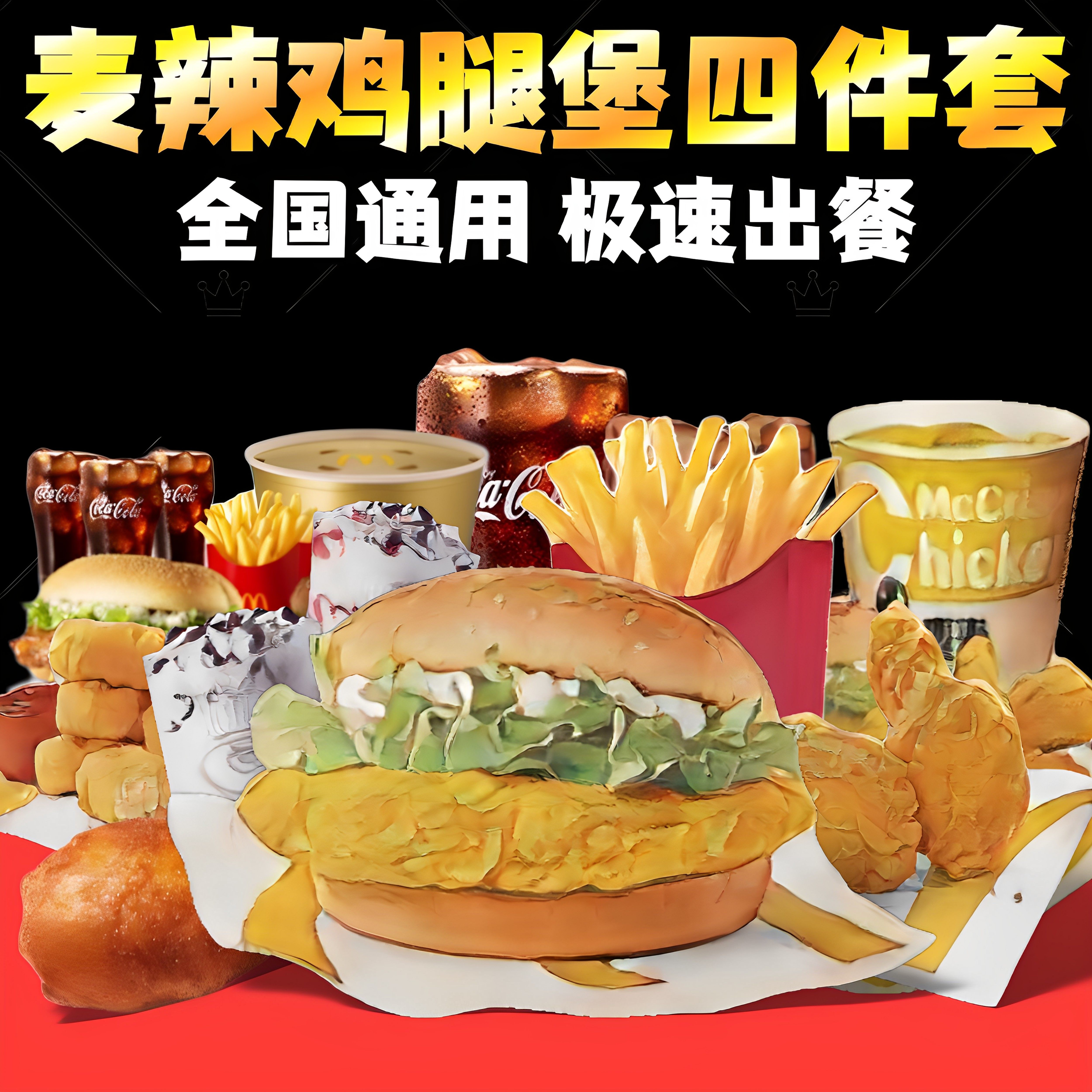 Mcdonald's Spicy Chicken Leg Burger, French Fries, Coke, Chicken Leg Burger, Mcchicken Three-Piece Set, Discounted Order, Mccard
