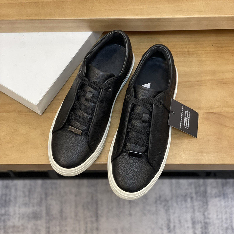 Bos Genuine Leather Simple Lace-Up Casual Shoes, Versatile Flat Sneakers for Men, Low-Top Breathable Sports Shoes, Trendy Shoes