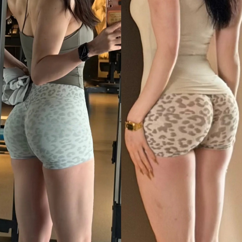 Hip King Leopard Print Fitness Shorts for Women, High Elasticity, Tight Peach Butt Yoga Pants, Gym Wear, Sports Shorts