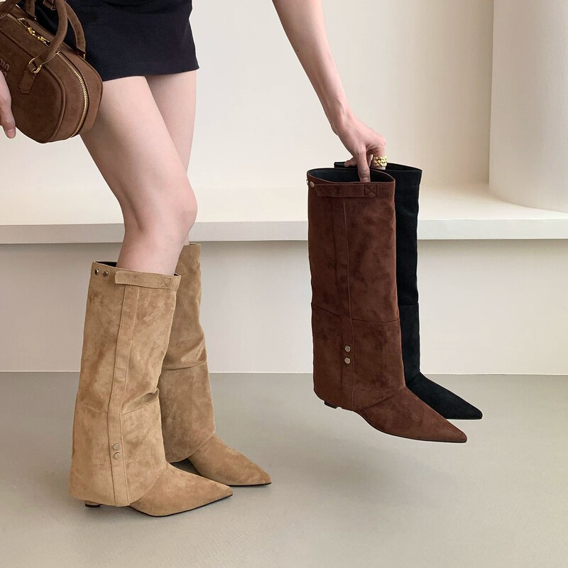 French-Style High-Heeled Pointed-Toe Western Cowboy Long Boots for Women, 2026 New Autumn Model, Suitable for Pairing with Skirts and Slim-Fit Pants, Long Boots French-Style High-Heeled Pointed-Toe Western Cowboy Long Boots for Women, 2026 New Autumn Model, Suitable for Pairing with Skirts and Slim-Fit Pants, Long Boots