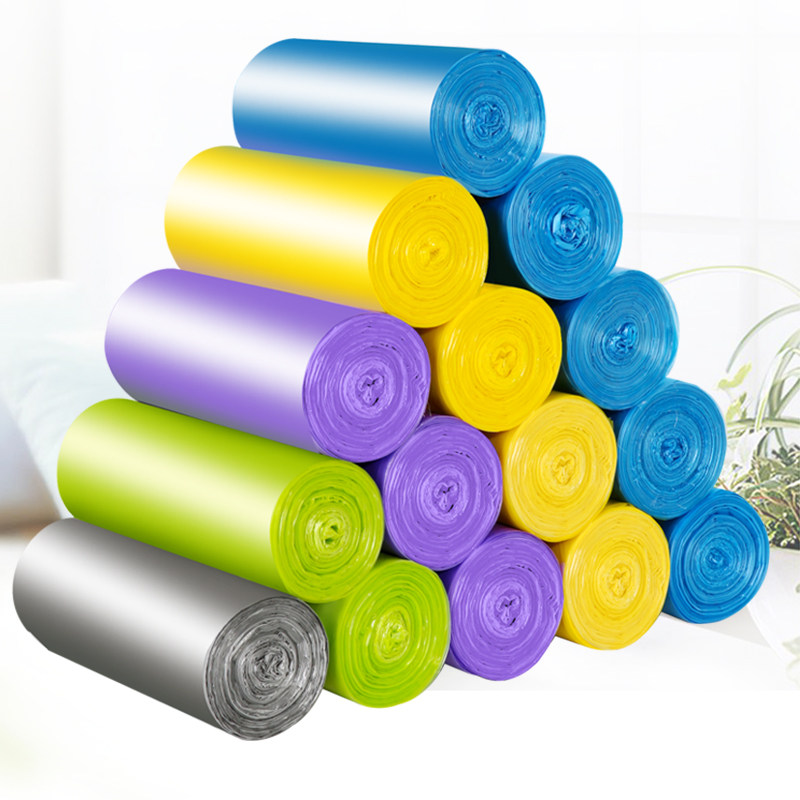 Home Thickened Trash Bags Disposable Rolls Flat Point Fracture Style 5 Rolls Fit 100 Kitchen Make-up Room Plastic Bags