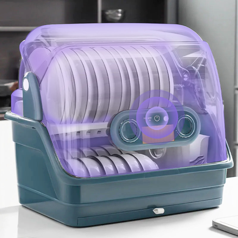 Kitchen with lid Double drain rack UV disinfection Bowl chopsticks frame Dish Containing box Pull-out Rotatable Bowl Tray Cabinet