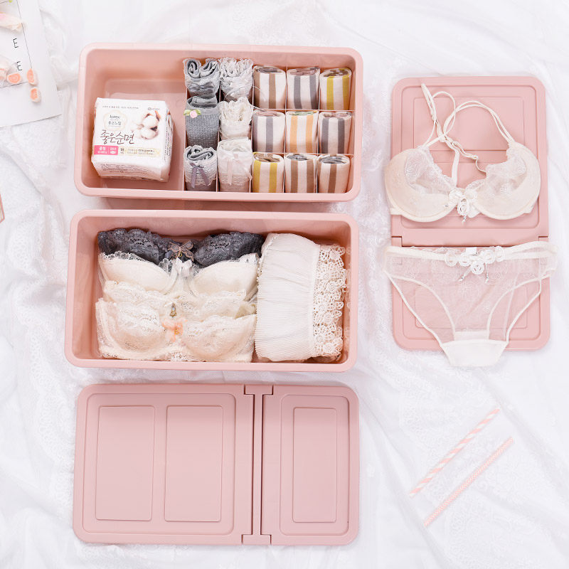 Underwear storage box Socks storage box Drawer wardrobe finishing box with lid superimposed clothes storage box