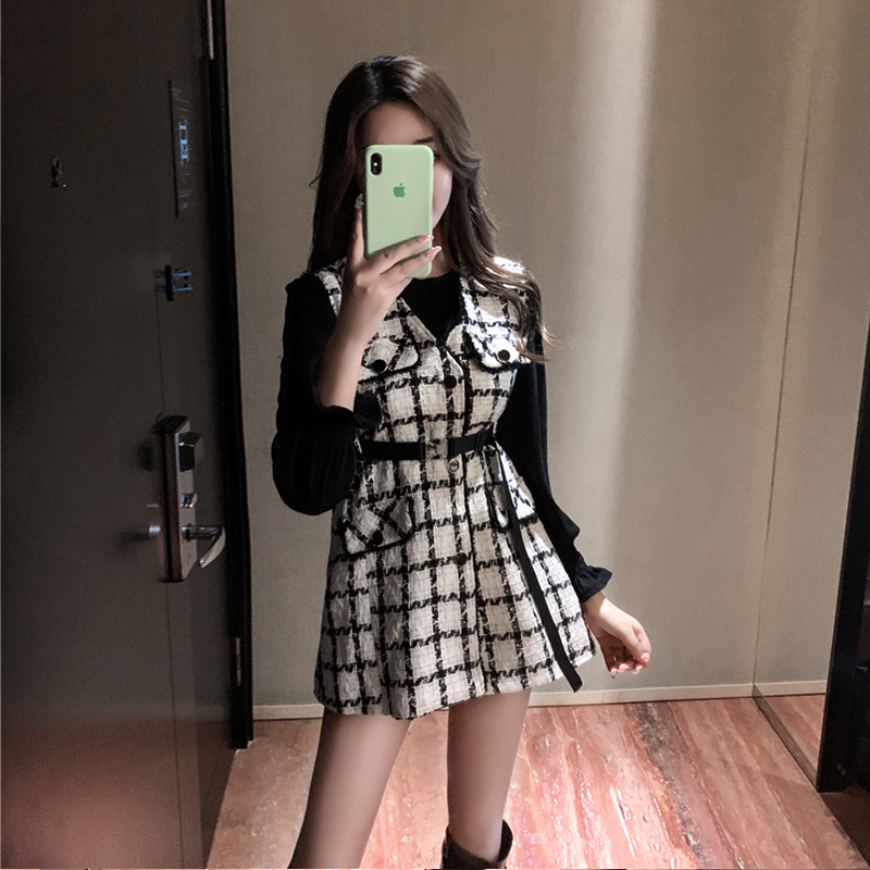 Celebrity Xiaoxiangfeng suit female autumn and winter small with 155 high-ocean style age-reducing two-piece dress