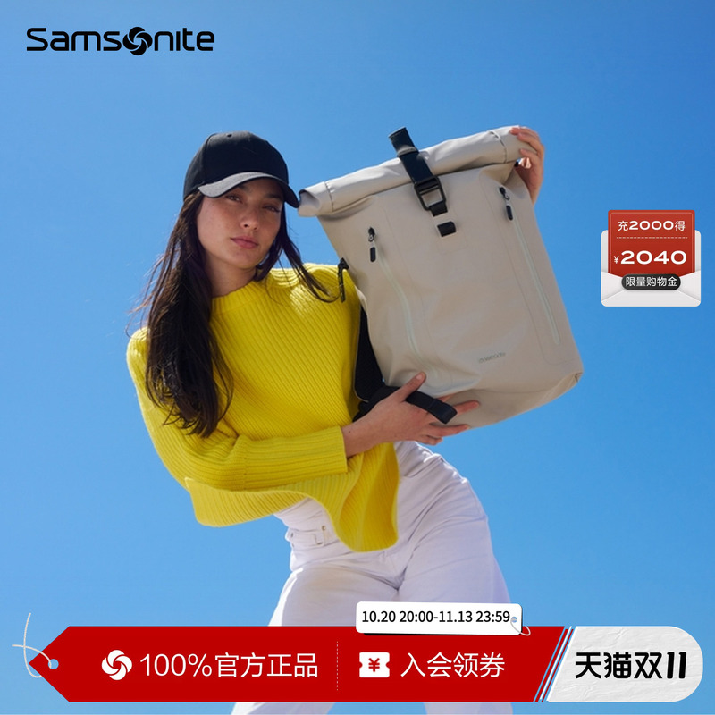 Samsonite New Style Roll-Top Backpack Large Capacity Travel Outdoor Fashion Expandable Backpack Kp5 Samsonite New Style Roll-Top Backpack Large Capacity Travel Outdoor Fashion Expandable Backpack Kp5