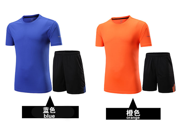 Thể thao phù hợp với nam mùa hè độ ẩm hấp thụ nhanh chóng làm khô thể dục bóng đá ngắn tay quần short t-shirt năm-quần thể thao chạy quần áo bộ adidas nam
