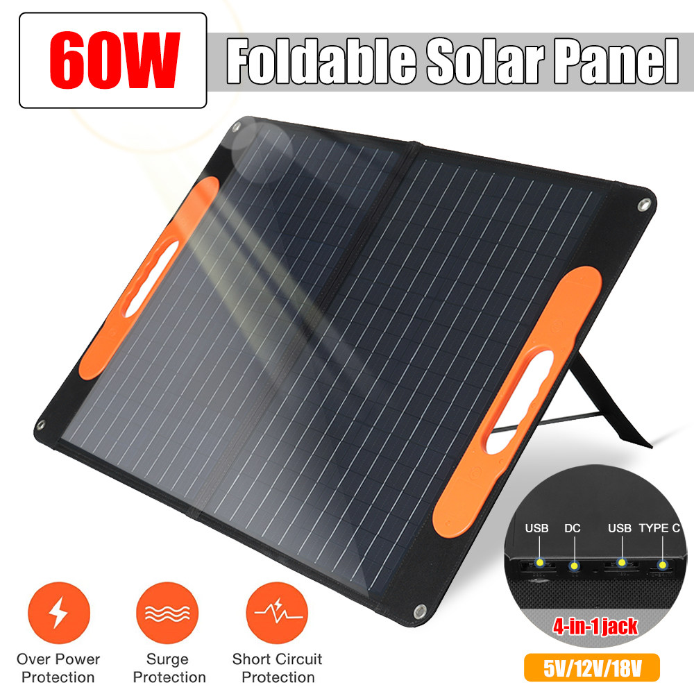 Electric monocrystalline silicon solar panel 50w photovoltaic power generation panel with voltage stabilizer outdoor camping folding portable charging