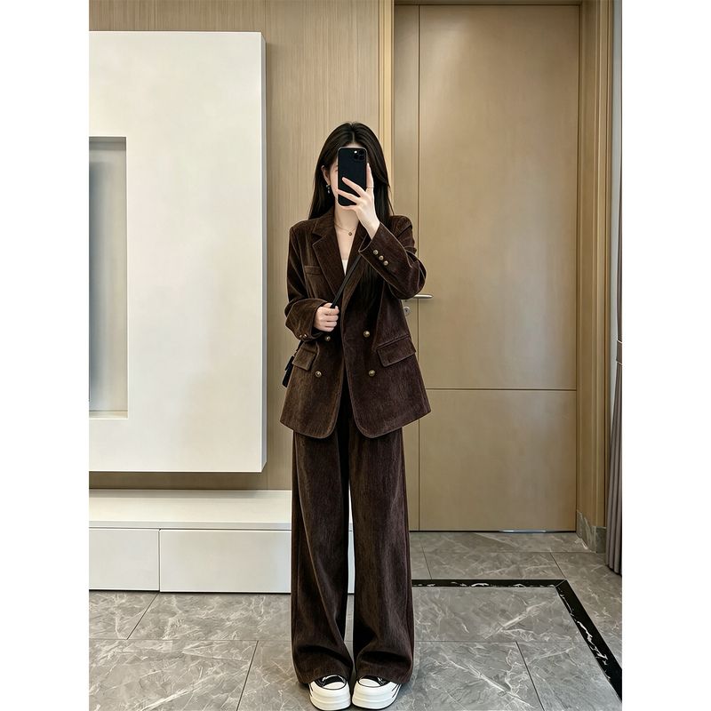 Meiladeka Women's Suit Set 2026 Autumn/Winter New Style High-End Trendy Wide-Leg Pants Two-Piece Set Meiladeka Women's Suit Set 2026 Autumn/Winter New Style High-End Trendy Wide-Leg Pants Two-Piece Set