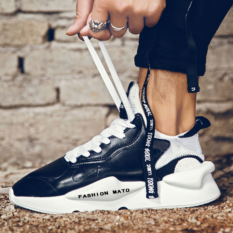 2022 autumn new height-increasing men's shoes Korean version sports shoes all-match black samurai old shoes trend net red couples