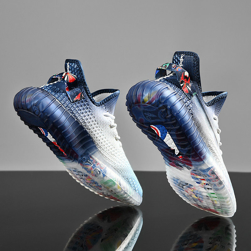 Men's shoes autumn fly woven breathable large size Putian gradient color national tide coconut shoes all-match casual sports running tide shoes