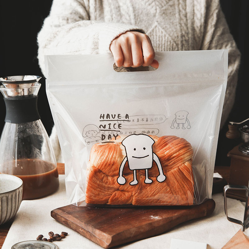 Toast packing bag 50 toast Miss bread self-proclaimed bag 450 gr g transparent baking self-sealing bag Hand