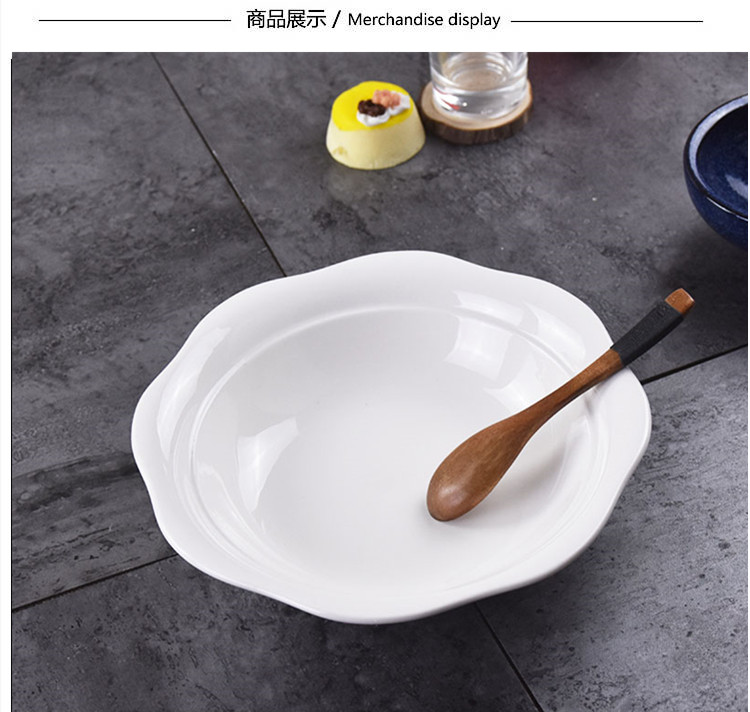 Sáng tạo nhà hàng gốm sứ trắng tinh khiết bộ đồ ăn khách nhà nhà dưa cải bát cá bát phở bộ chén dĩa cao cấp