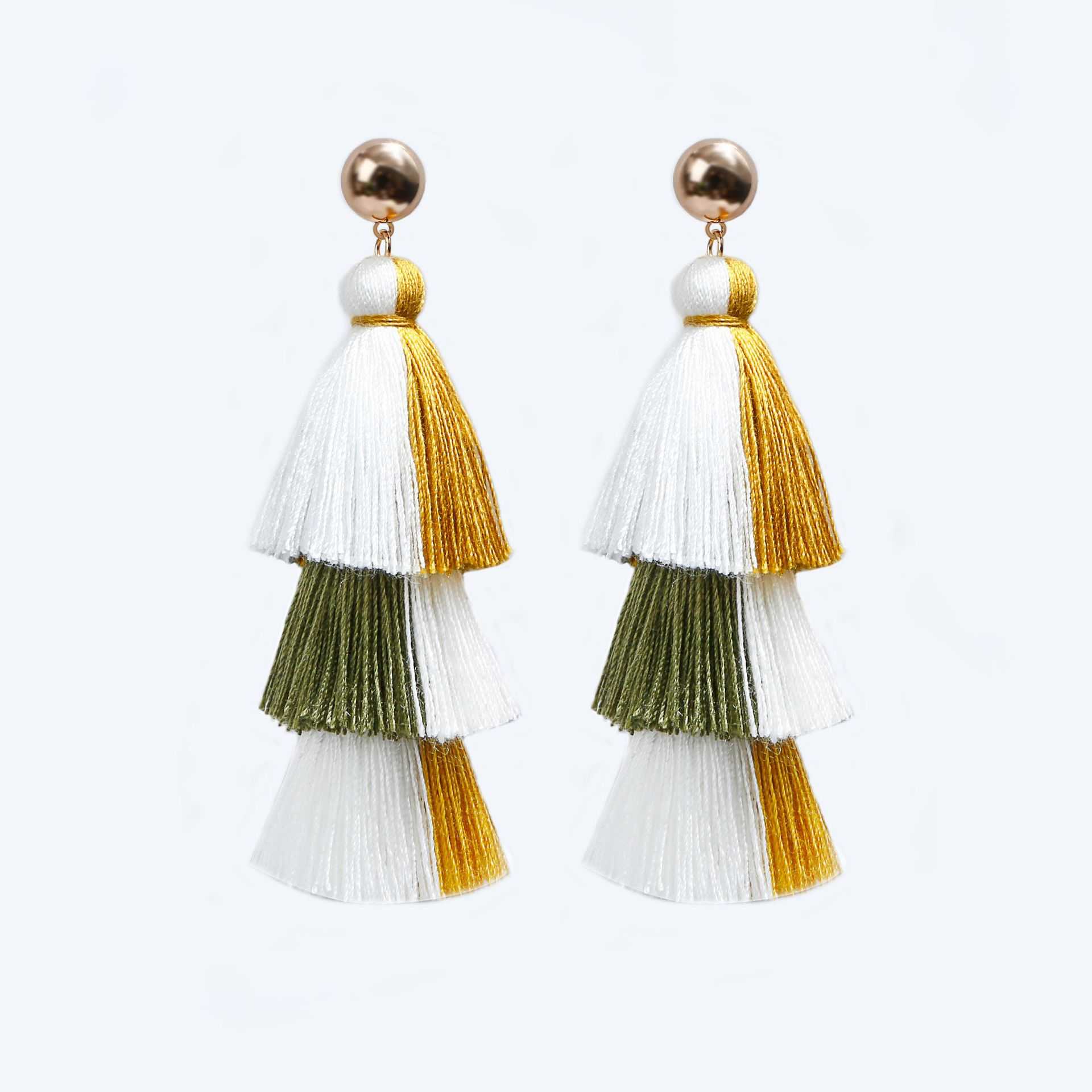 mới phần dài bông tai bohemian nữ châu Âu và Mỹ đã khuyên tai tua mỏng và bông tai phong cách dân tộc sặc sỡ sản xuất INS cọ trang điểm tốt