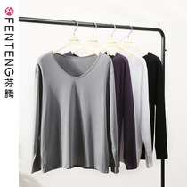Fenten autumn winter thermal underwear mens solid color cotton thin bottoming shirt mens youth pullover long johns suit