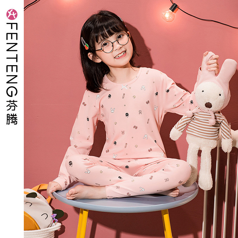 Finten Autumn Clothes Sanitary Pants Girl Hit Bottom Fever Sweatpants CUHK Child Cartoon Girl Thin Cotton Sweatshirt Autumn Winter