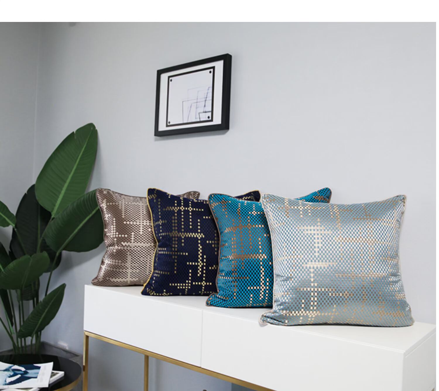 Mô hình tối giản hiện đại phòng bằng túi ánh sáng sang trọng sofa Mỹ đệm gối ánh sáng màu xanh sáng màu xanh cà phê màu sáng mặt gối chăn gối 2 trong 1