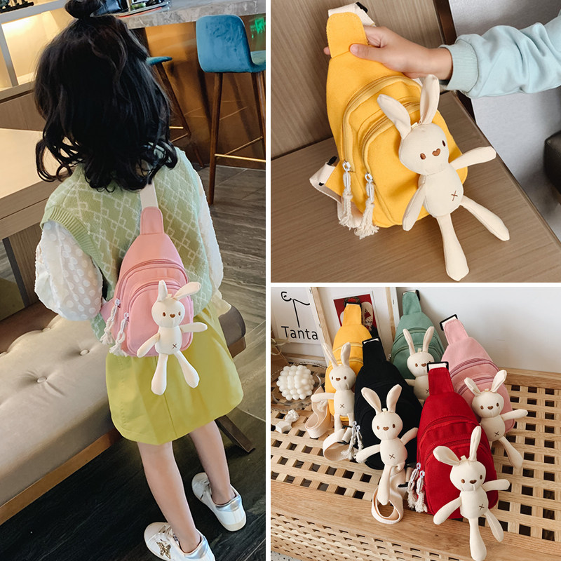 Canvas Cute Cartoon Children Bag Princess Fashion Little Girl Slanted Satchel Bag Baby Single Shoulder Bag Girl Satchel Wave