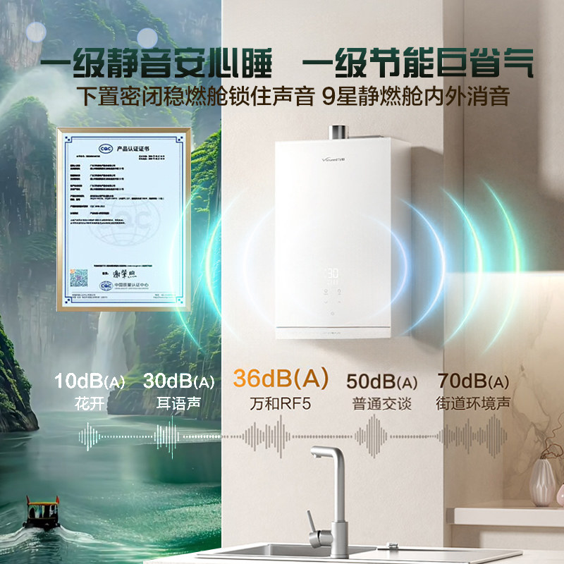 Wanhe Doukou Rf5/V6 Gas Water Heater 16 Liters Pressurized Household Natural Gas First-Class Silent Quiet Xiaobaili