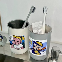 Cute Haradaji toothbrush cup 304 stainless steel childrens cartoon simple creative couple drinking water brushing teeth mouthwash cup