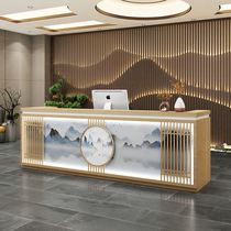 New Chinese style imitation marble commercial front desk cashier Clothing store bar Beauty company reception desk counter