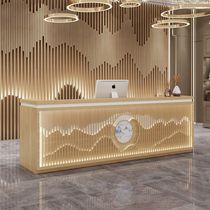 New Chinese style wood color reception desk Modern corner cashier Bar bar Company teahouse Health beauty foot bath