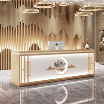 New Chinese wood color bar bar corner counter Front desk table Simple retro cashier Foot bath health ear baking paint