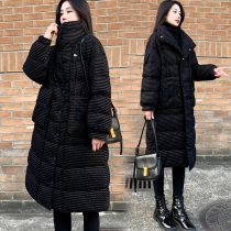 2020 new womens winter loose long down jacket womens black thin knee white duck down coat