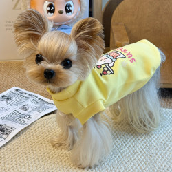 Xiaotianzhou Pet Clothing New Style Pure Cotton Comfortable Cartoon Print Vest Yorkshire Maltese Dog Clothes