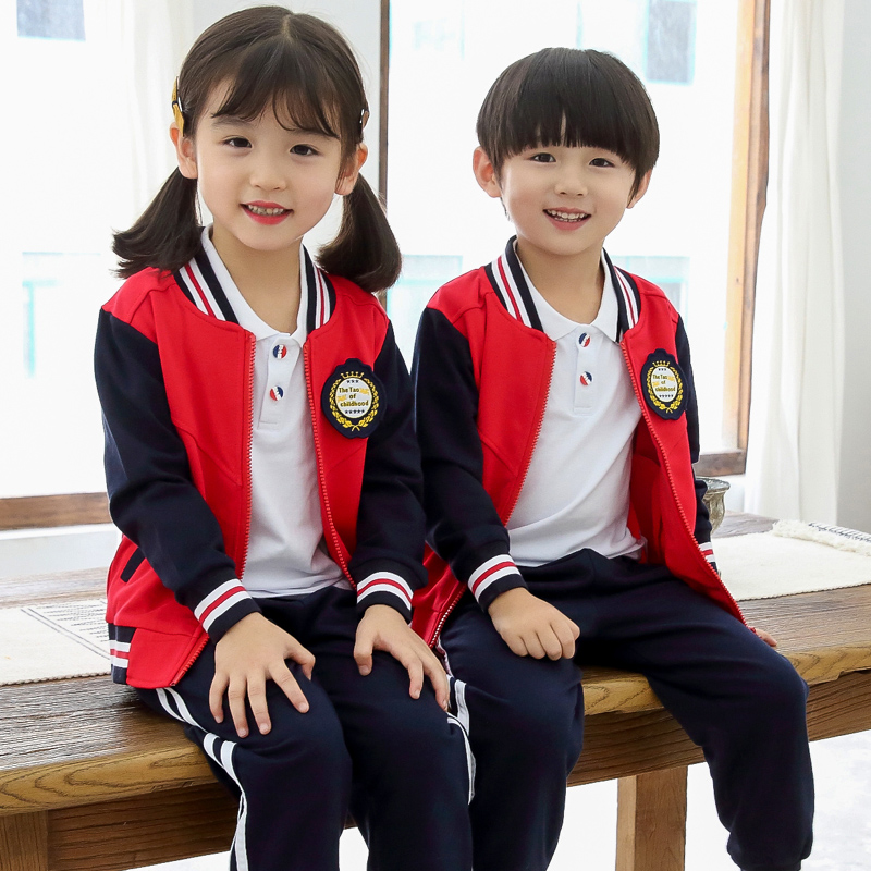 Primary school children's school uniforms Spring and autumn clothes kindergarten Garden clothes Spring and autumn suit pure cotton class English Breeze Children Sports Clothing