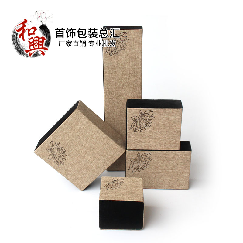 Upscale print Lotus Hemp Cloth Case Flannel bracelet box with Jewelry Jade jade Jade Ring Case handstring Buddha Pearl Box Necklace Box