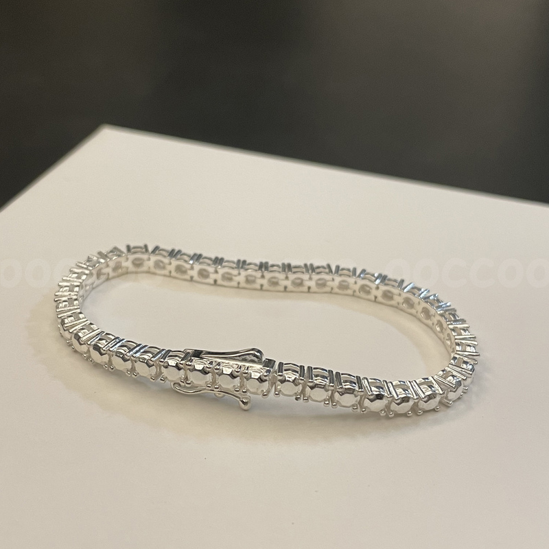 Ooccoo Designer Simple and Elegant Diamond-Cut Sterling Silver Gemstone Bracelet 925 Silver