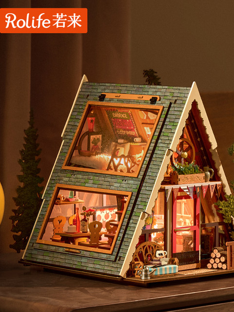 Rolife Ruolai triangle wooden house diy art house hand-assembled small house model miniature scene gift for women