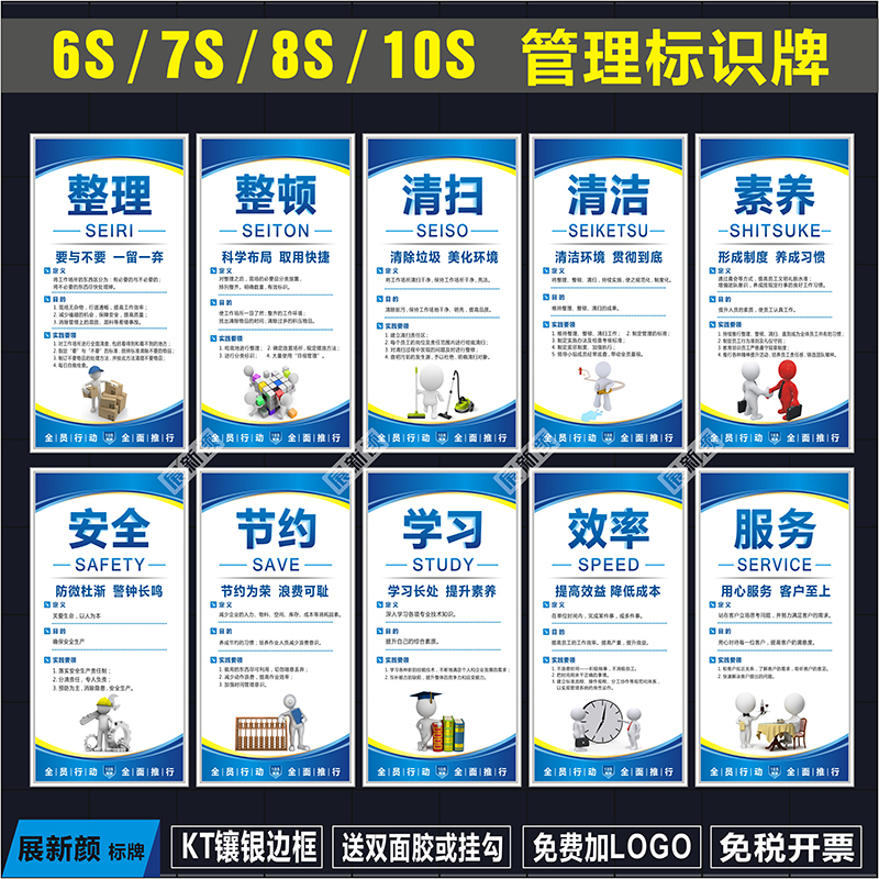 6S/7S/8S/10S Management Signage, Workshop Corporate Culture Slogan Posters, Warehouse Display Boards, 5S Signage Stickers 6S/7S/8S/10S Management Signage, Workshop Corporate Culture Slogan Posters, Warehouse Display Boards, 5S Signage Stickers