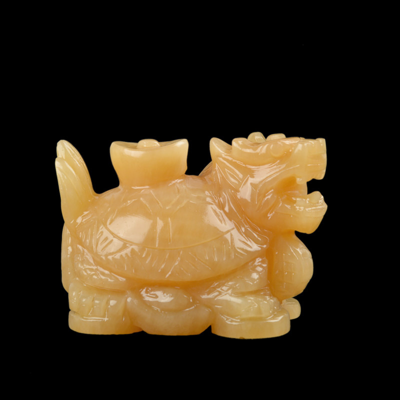 New products natural rice yellow jade Yuan bao dragon tortoise swaying pieces pure hand engraving home Xuanguan office decoration furnishing gifts