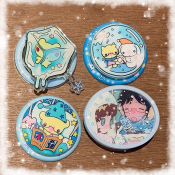 Onionion* Bird Bird One Winter Theme Original Illustration Epoxy Glitter & Imd Magnetic Phone Stand