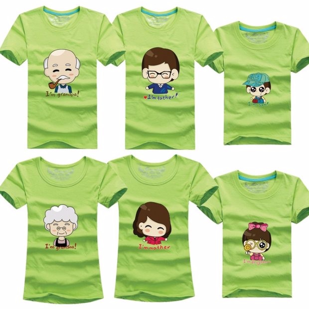 Áo dài mùa hè cho cha mẹ và con một gia đình ba mùa hè 2018 Cha mẹ trẻ em nửa tay hoạt hình cotton Áo phông ngắn tay cha mẹ-con shop quần áo trẻ em